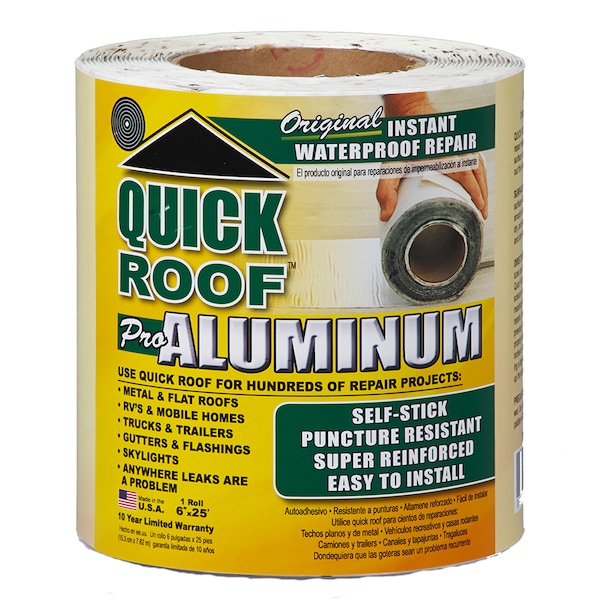 Cofair Products QR625 Quick Roof Pro Aluminum Waterproof Repair Tape - 6" x 25' QR625 - main